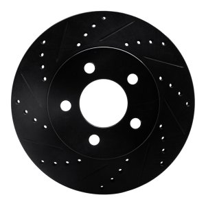 Jeep Liberty Brake Rotor (1) - Front Left - R1 Concepts - Drilled & Slotted - Black - `02-`07